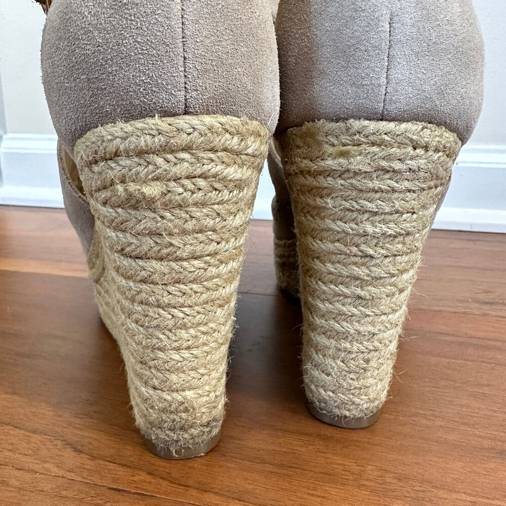 Marc Fisher HALDYA Suede Laser Wedge Platform Espadrille Sandals Size 9.5M Tan - Picture 9 of 15